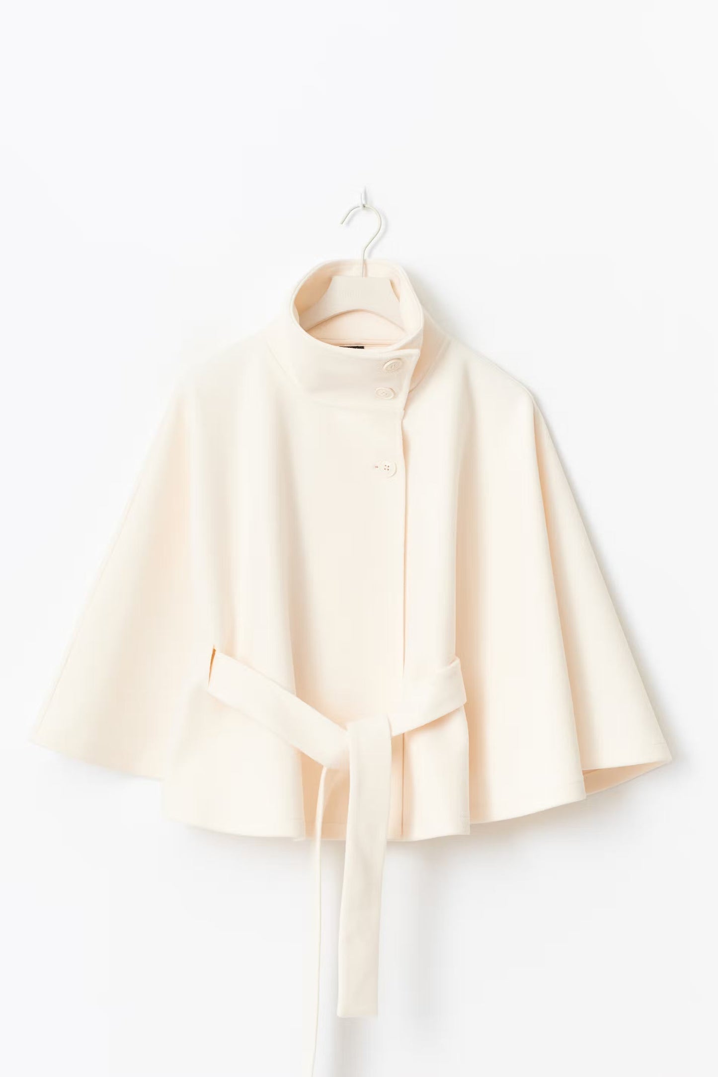 Elegante Chique Dames Mantel Jas met Ceintuur en Hoge Kraag