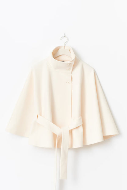 Elegante Chique Dames Mantel Jas met Ceintuur en Hoge Kraag