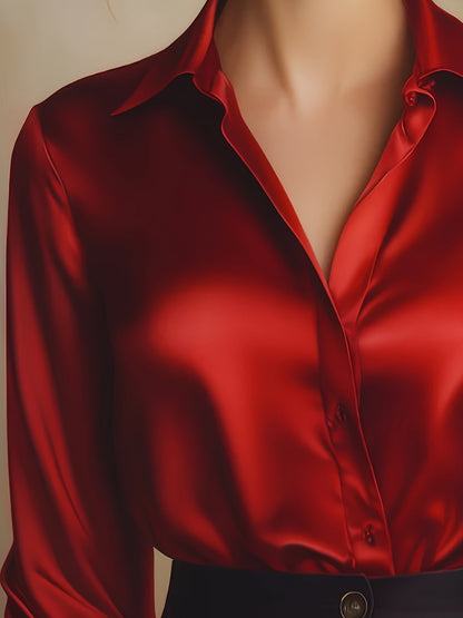 Luxe Blouse voor Vrouwen met Knoopsluiting en Lange Mouwen