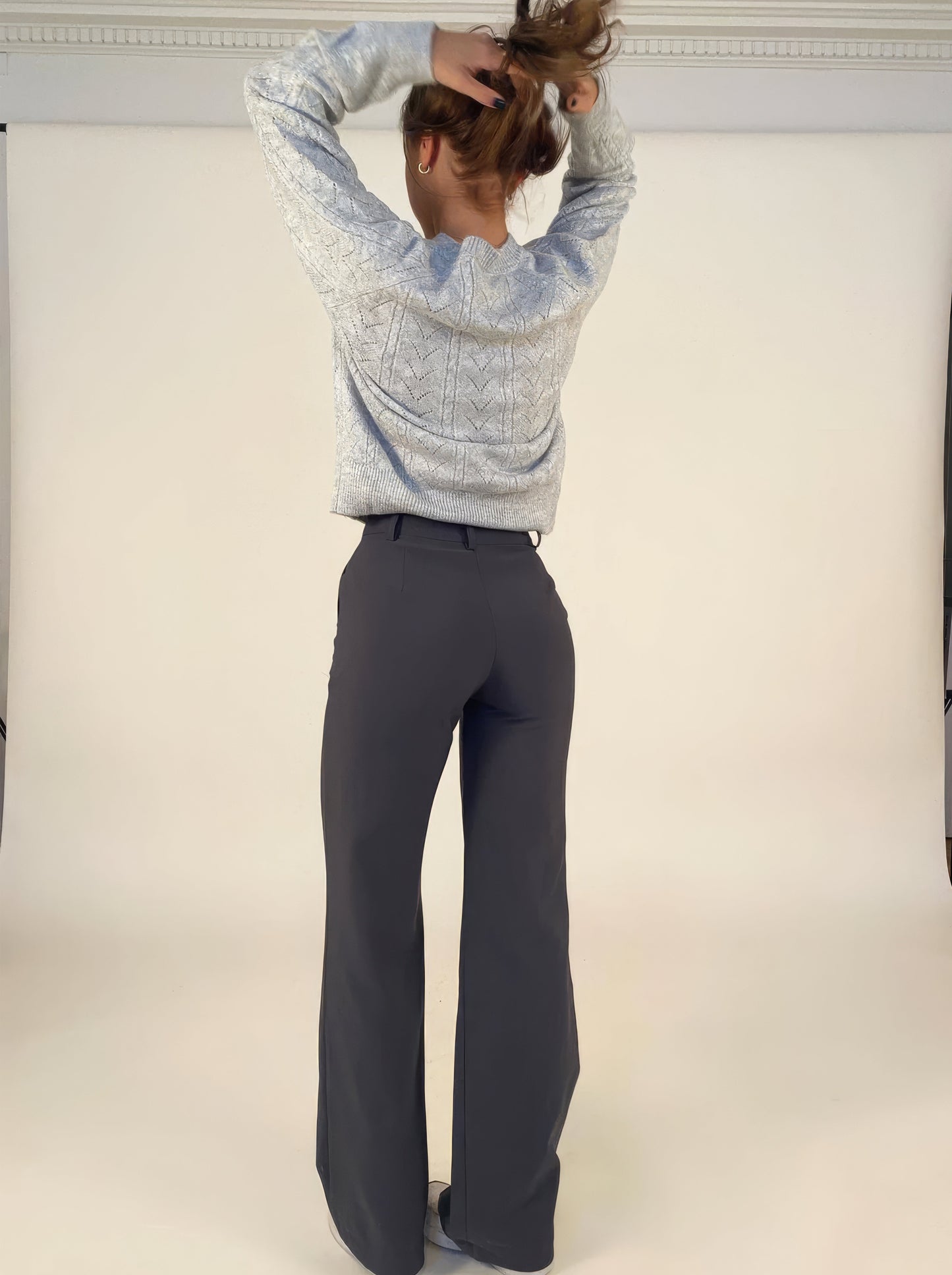 Stijlvolle Dames Pantalon met Hoge Taille en Wijde Pijpen