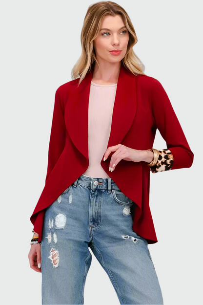 Trendy Elegante Dames Blazer met Panterprint Mouw