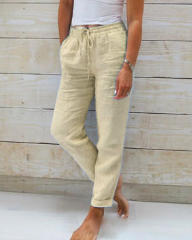Pantalon Décontracté pour Femme avec Taille Élastique et Cordon