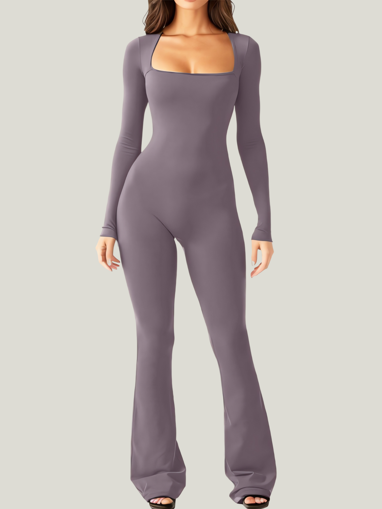 Dames Jumpsuit Met Lange Mouwen En Vierkante Hals