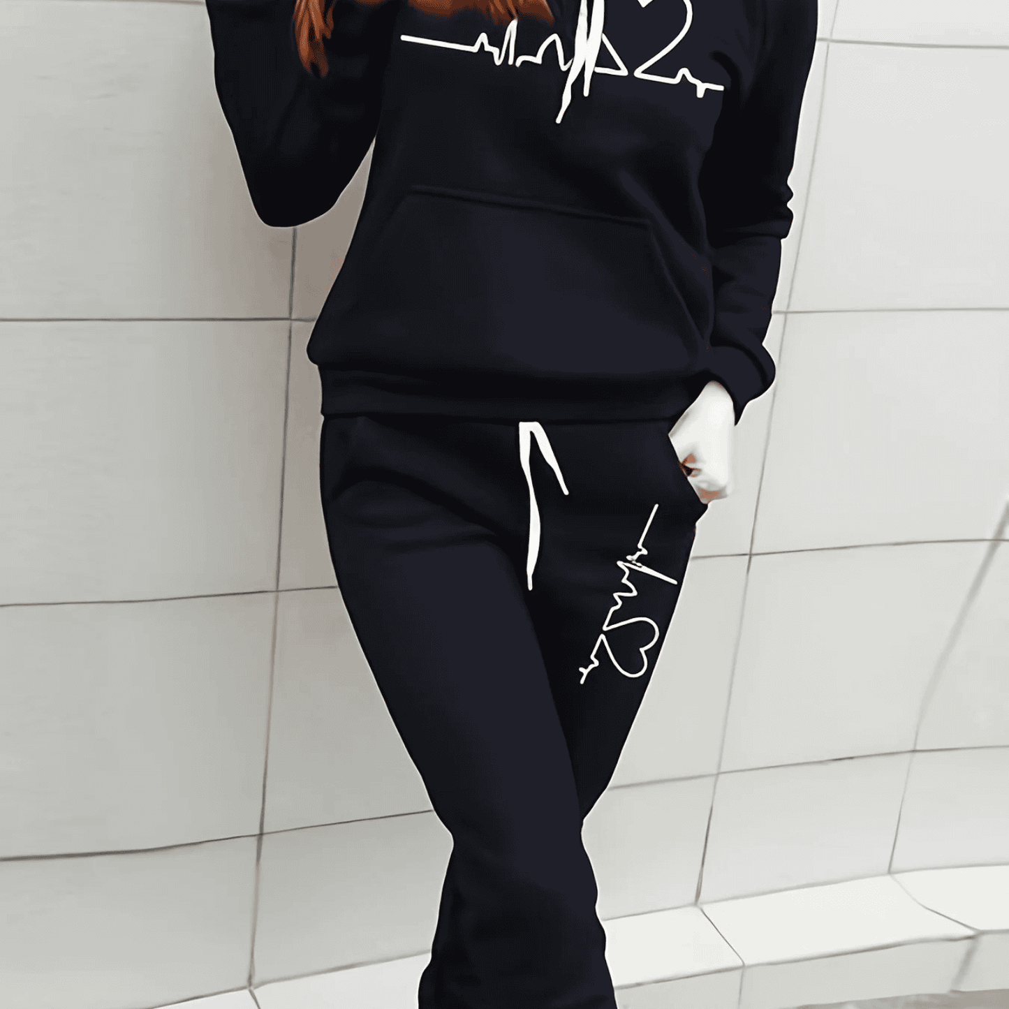 Zachte en comfortabele dames loungewear set met warme fleece sweater