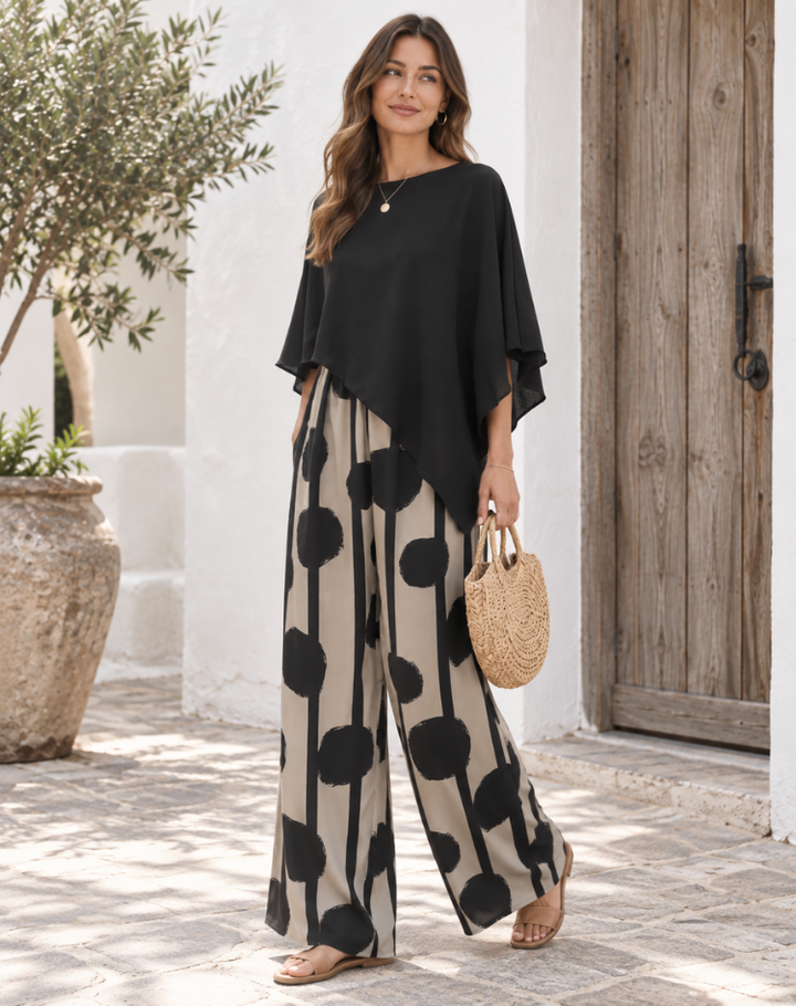 Helma | Elegant Set with Wide Pants and Flow Top
