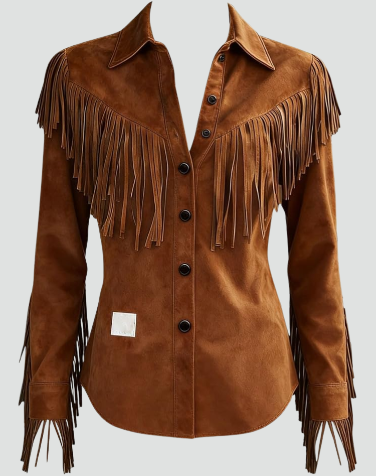 Dames Avondtop met Franje en Denim Look