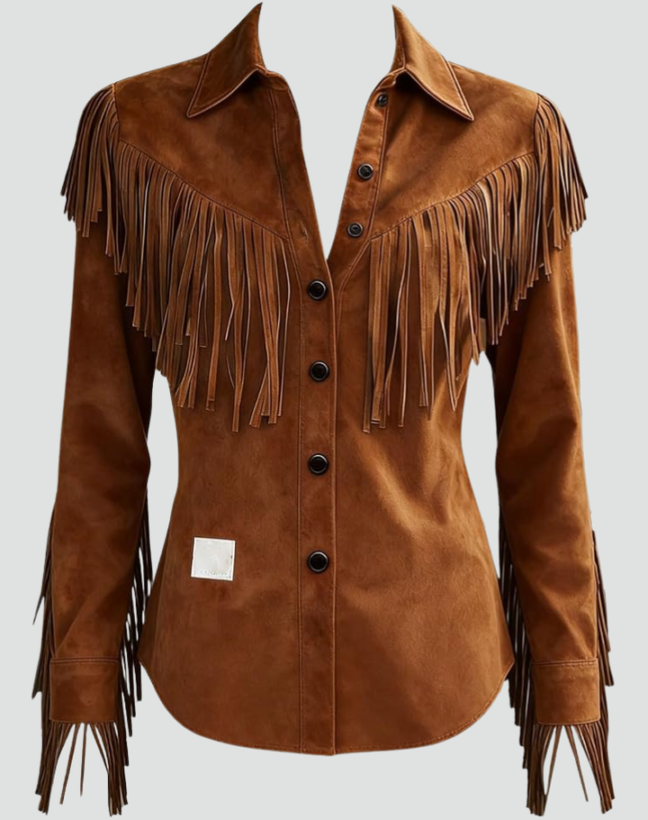 Dames Avondtop met Franje en Denim Look