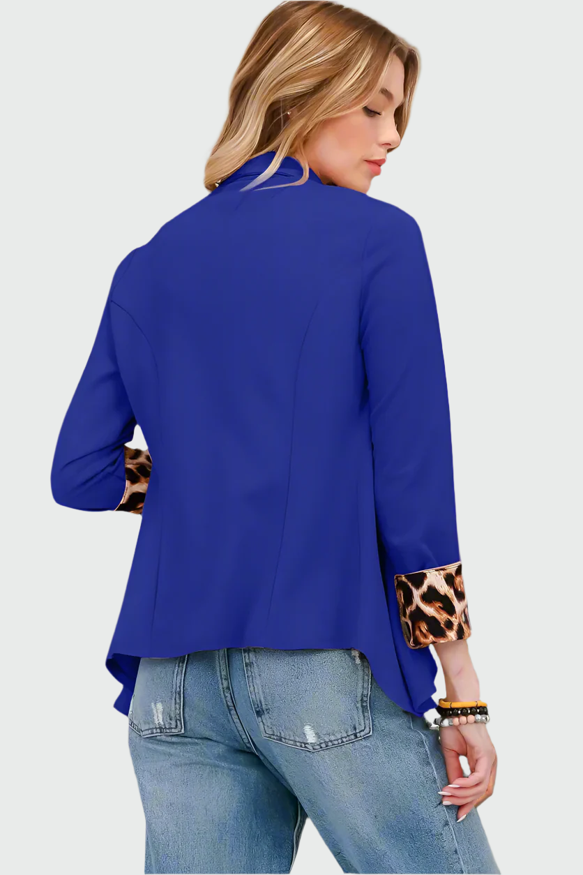 Trendy Elegante Dames Blazer met Panterprint Mouw