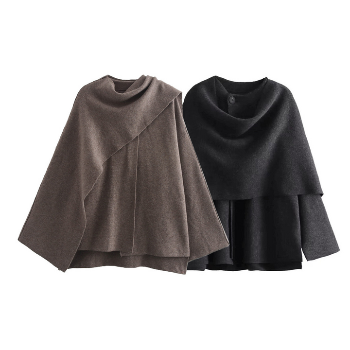 Stylish Elegant Women's Cape Coat with Wide Sleeves
