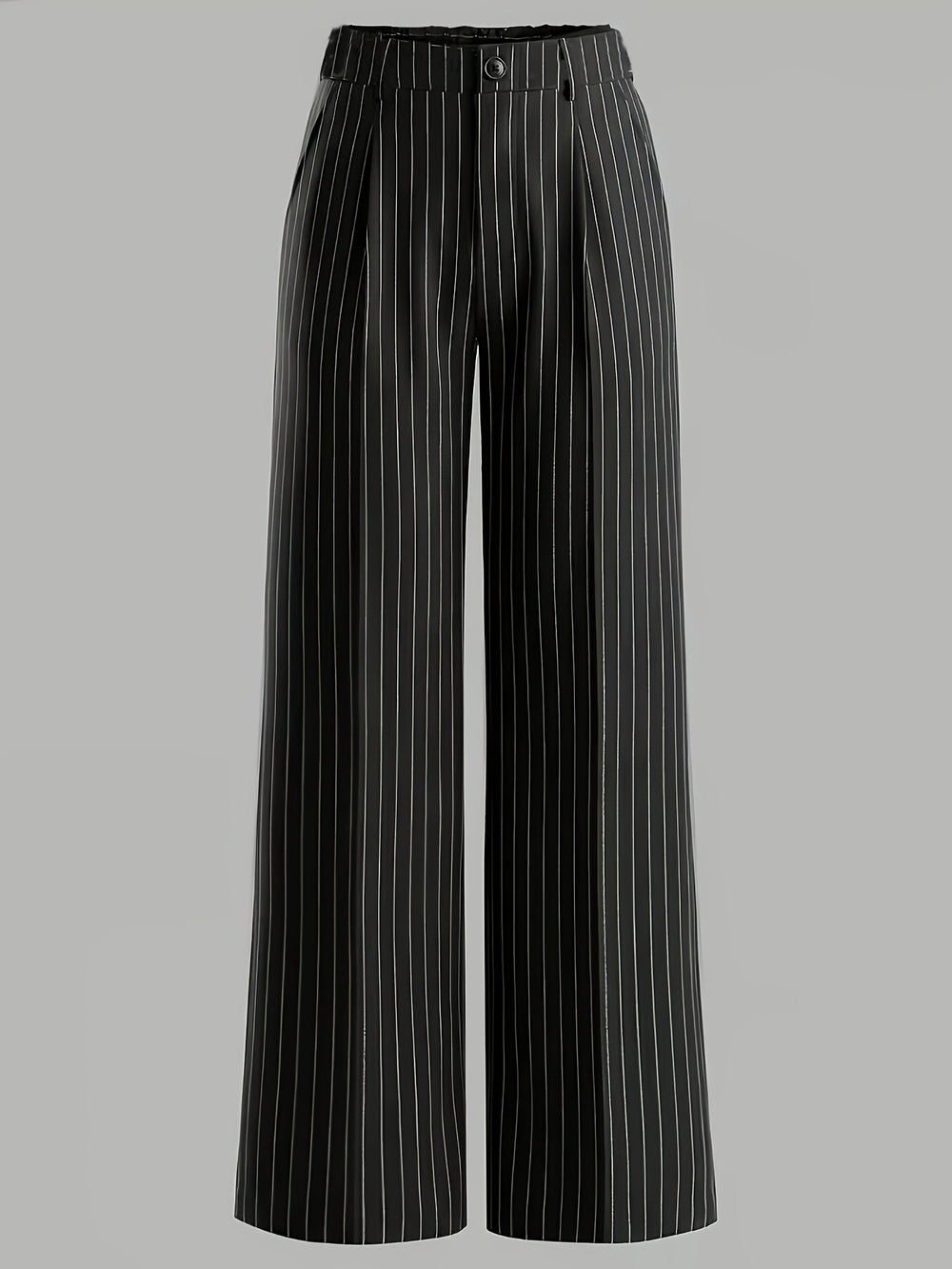 Black Striped Straight Leg Trousers/Pants
