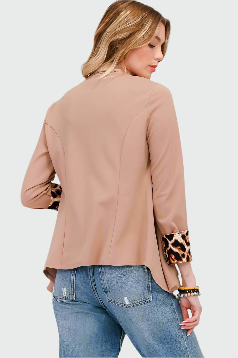 Trendy Elegante Dames Blazer met Panterprint Mouw