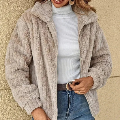 Stijlvolle Fleece Teddy Jas met Opstaande Kraag