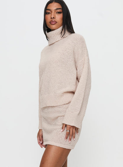 Zachte Dames Gebreide Sweater Set met Coltrui en Mini Rok
