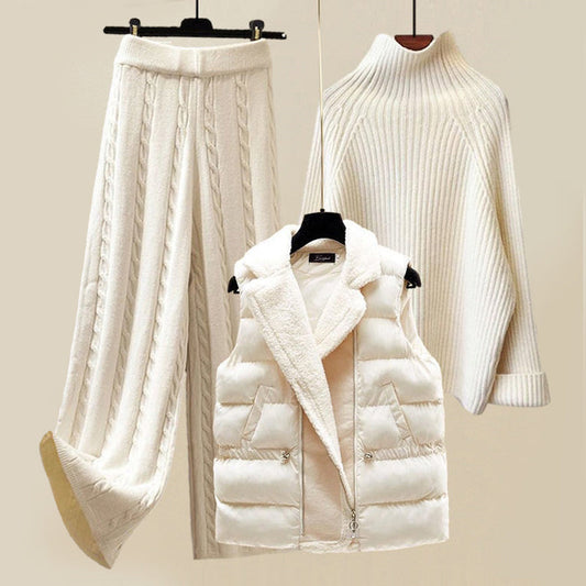 Zachte en warme dames set met comfortabele sweater en bodywarmer