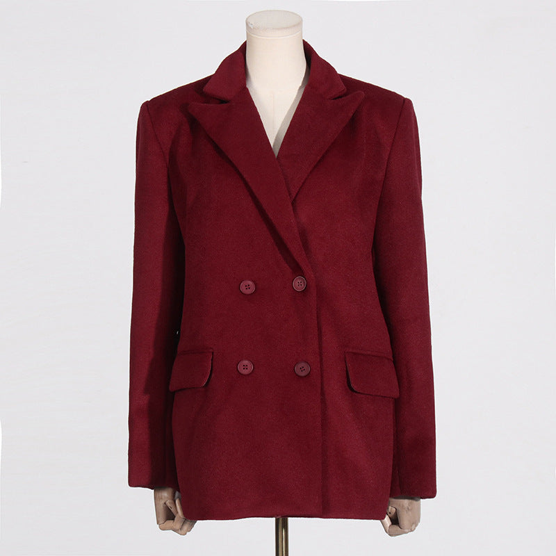 Luxe Rode Winter Dames Jas met Ceintuur