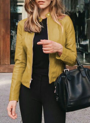 Dopasowana skórzana kurtka damska