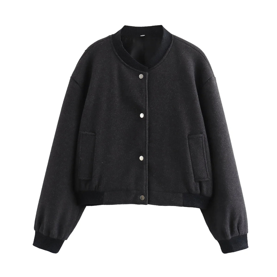 Blouson bomber moderne et élégant pour femme avec boutons-pression