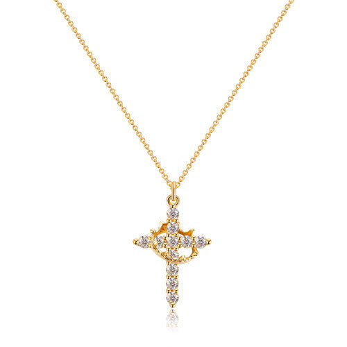 Ava | Collier doré de luxe avec croix en zirconium ✨