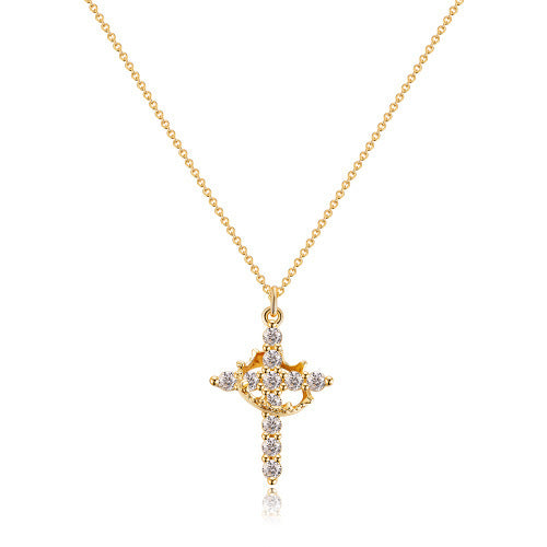 Ava | Collier doré de luxe avec croix en zirconium ✨