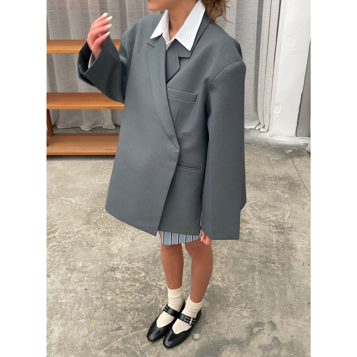 Oversized Stijlvolle Dames Blazer met Rechte Schouders