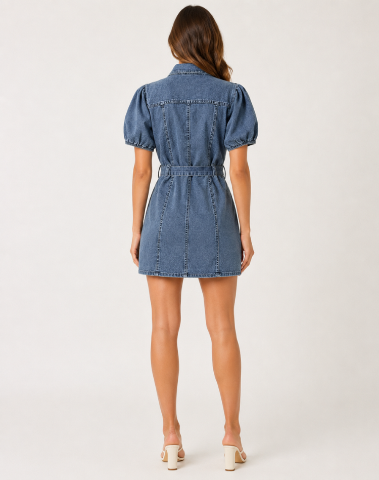 Whitney | Fitted Denim Dress - Mini