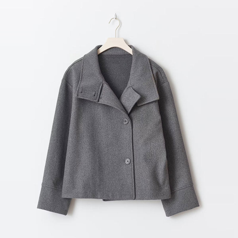 Trendy Winterse Dames Wollen Jas met Col en Korte Lengte
