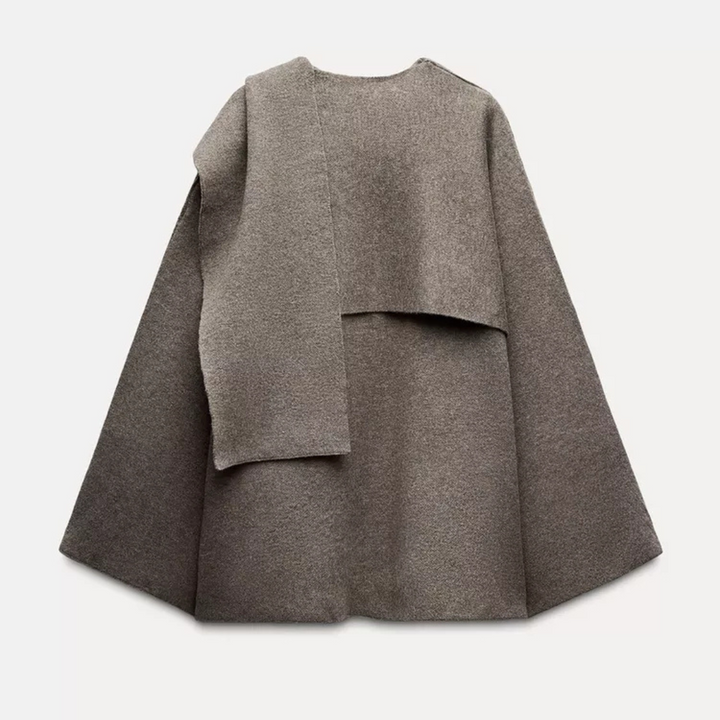 Stylish Elegant Women's Cape Coat with Wide Sleeves