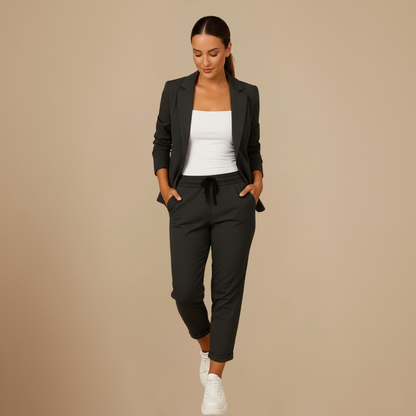Elegante Blazer Set met Hoge Taille Broek voor Dames