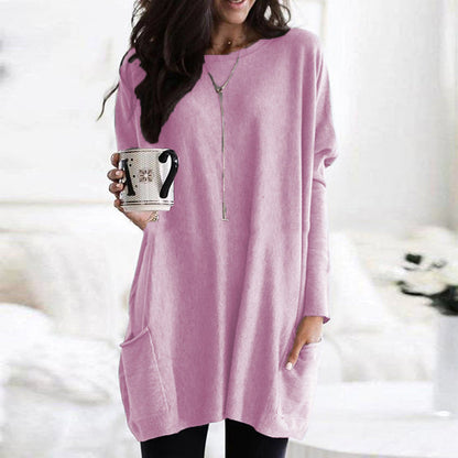 Trendy Oversized Warme Dames Tuniek Jurk met Zakken