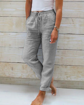 Pantalon Décontracté pour Femme avec Taille Élastique et Cordon