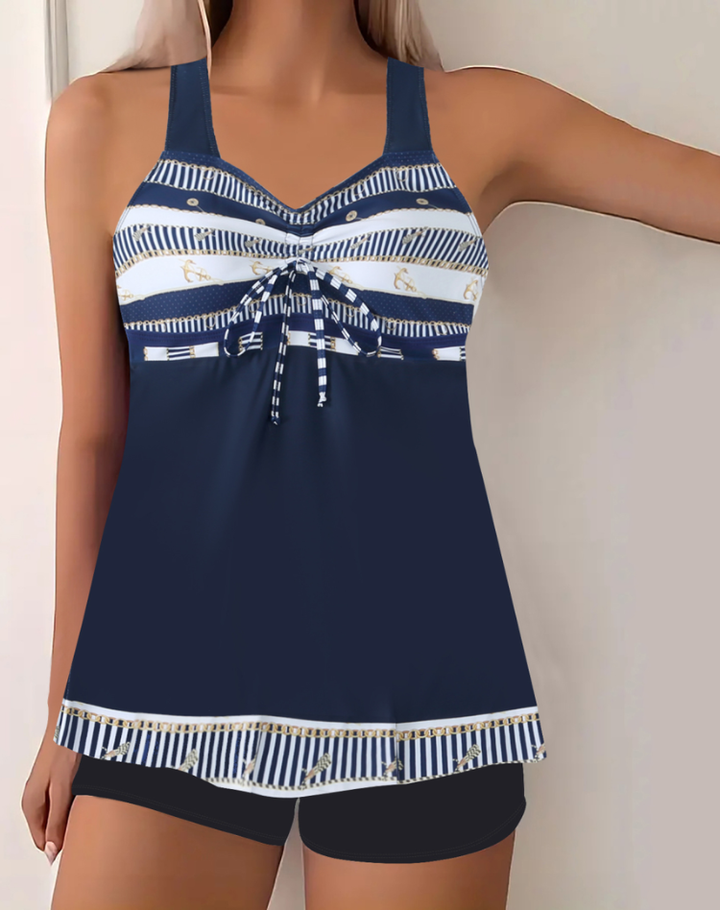 Women's Summer Tankini Set With Print And Wide Straps