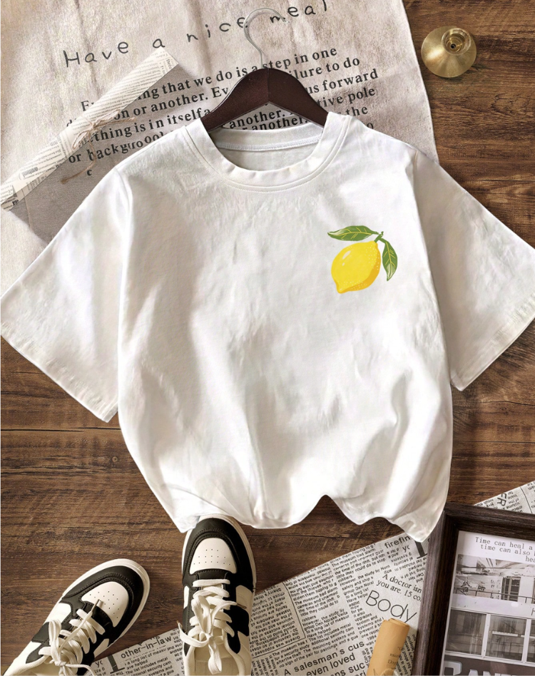 Casual Speels Dames T-shirt met Citroen Print