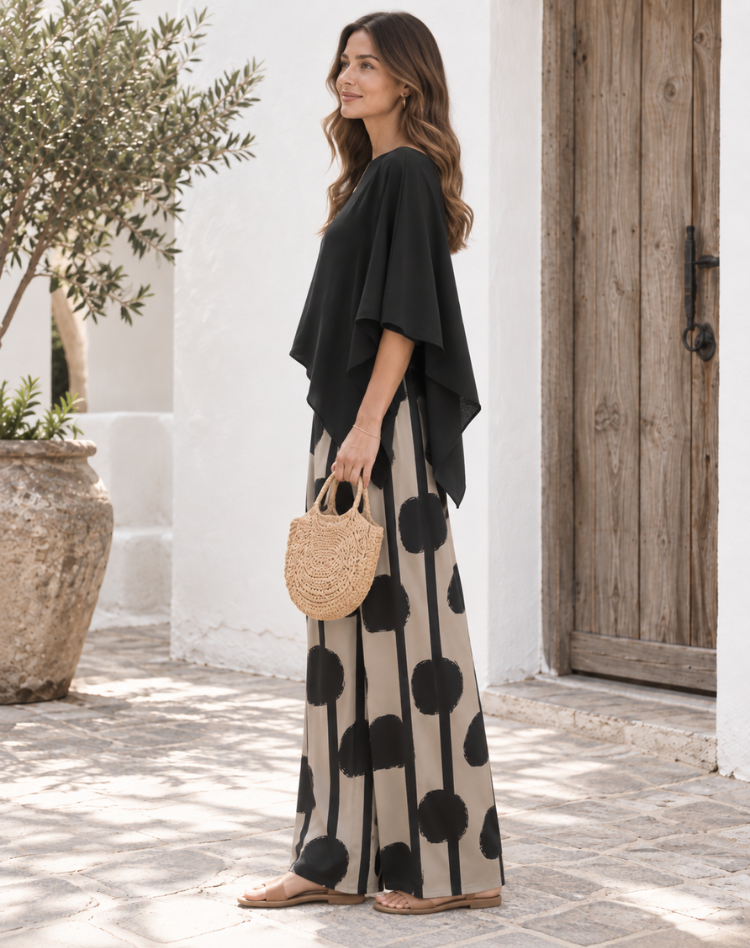 Helma | Elegant Set with Wide Pants and Flow Top