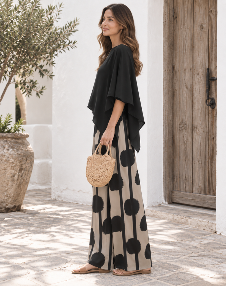 Helma | Elegant Set with Wide Pants and Flow Top