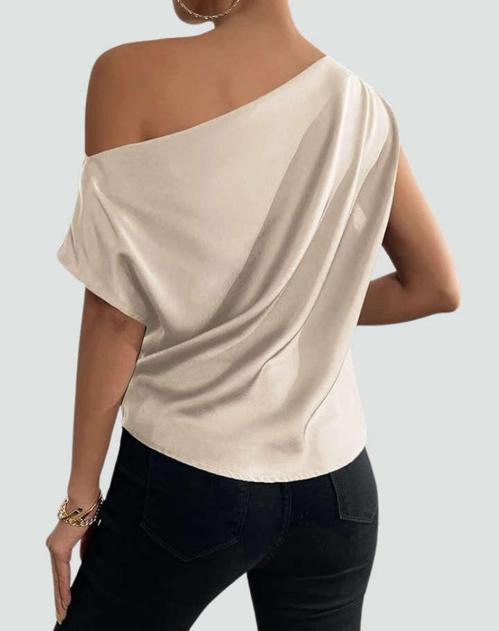 Beige Luxury Women's One Shoulder Blouse