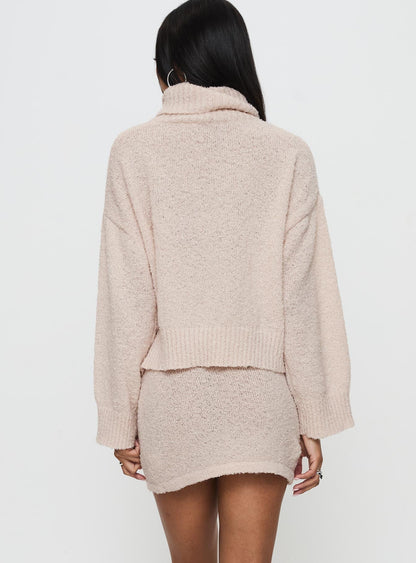 Zachte Dames Gebreide Sweater Set met Coltrui en Mini Rok