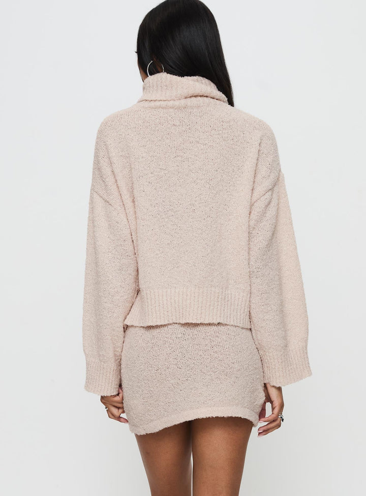 Soft Women's Knitted Sweater Set with Turtleneck and Mini Skirt