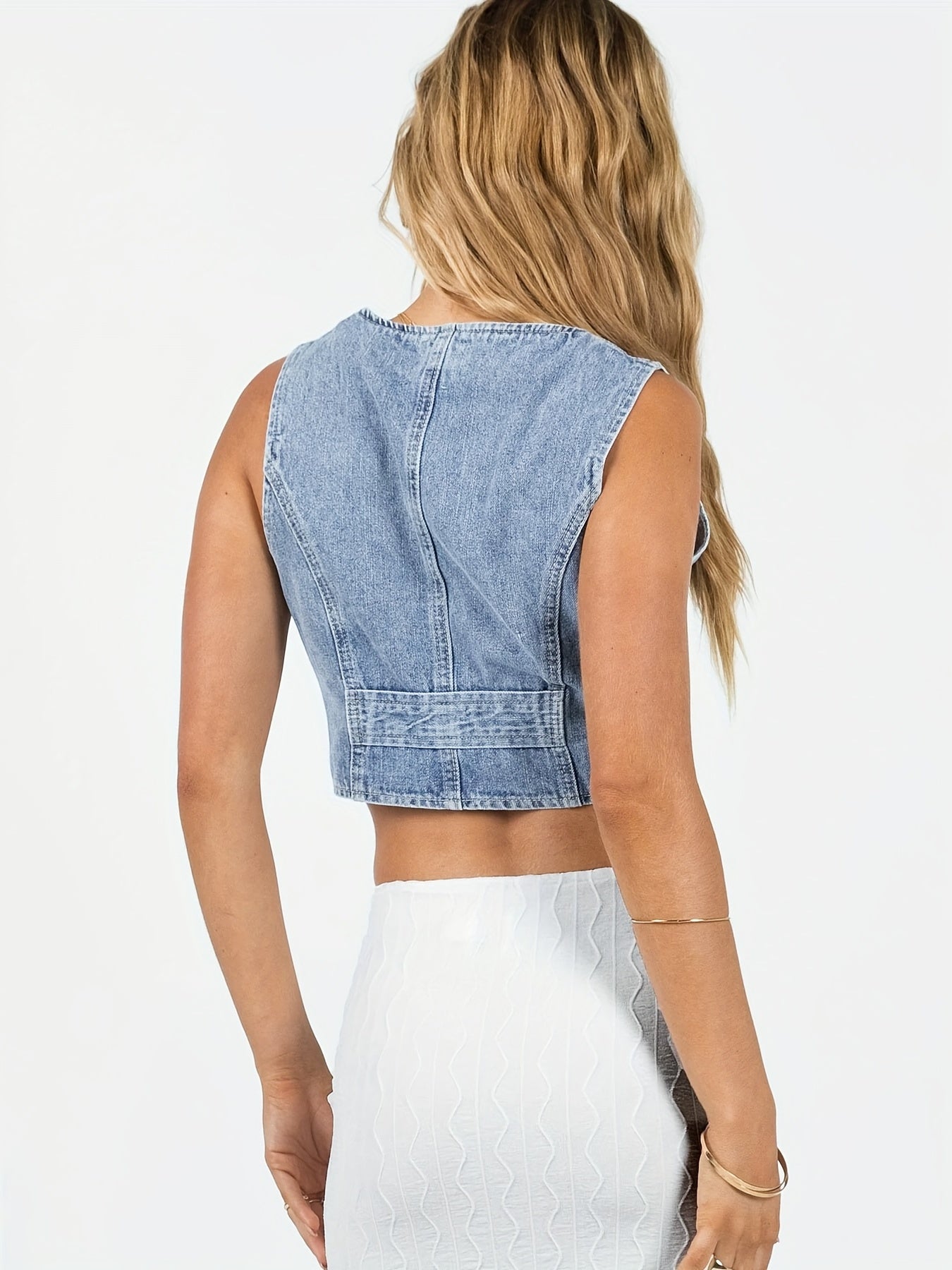 Abri | Trendy Denim Gilet met Knopen