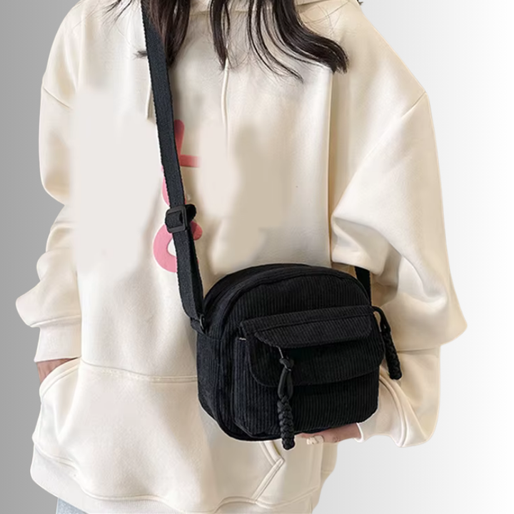 Geanna | Compacte Ribstof Schoudertas