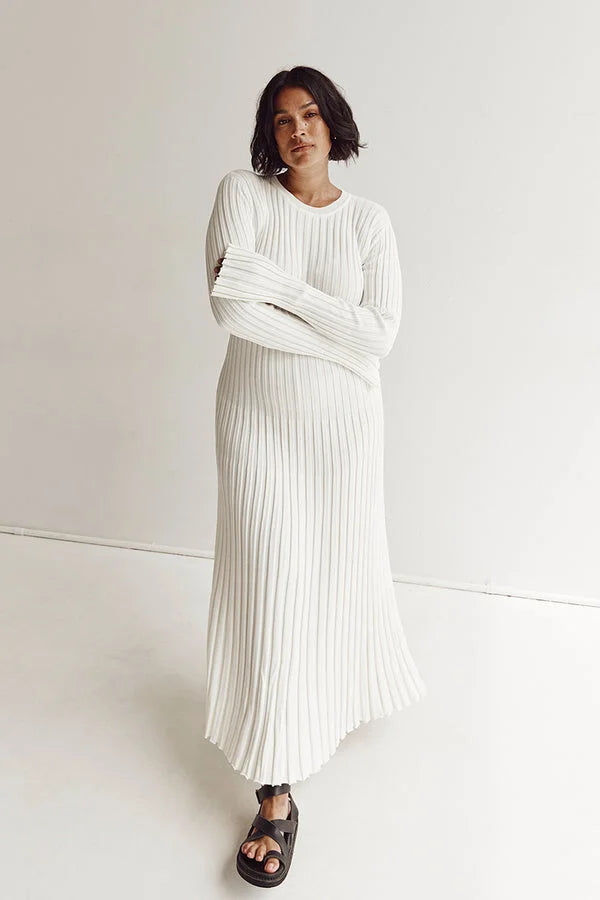 Stijlvolle Dames Maxi Sweater Jurk Met Lange Mouwen
