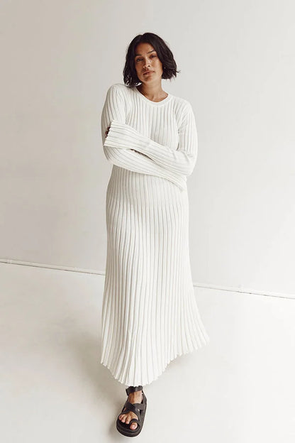 Stijlvolle Dames Maxi Sweater Jurk Met Lange Mouwen