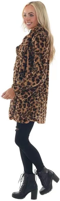 Zachte Dames Teddy Jas met Leopard Print en Reverskraag