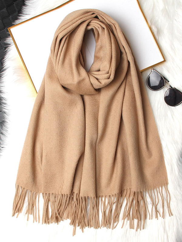 Elegant Soft Women's Wool Scarf with Fringes