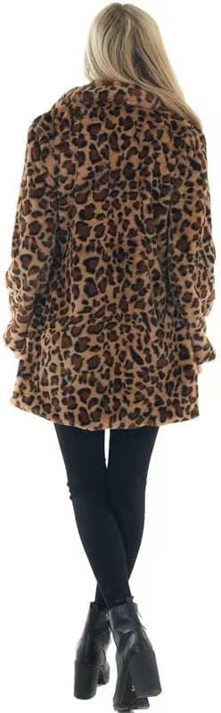 Zachte Dames Teddy Jas met Leopard Print en Reverskraag