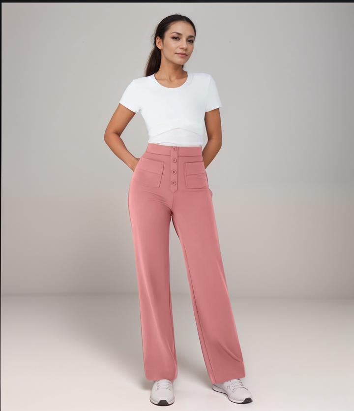 Elsa | Pantalon sculptant tendance taille haute élastique