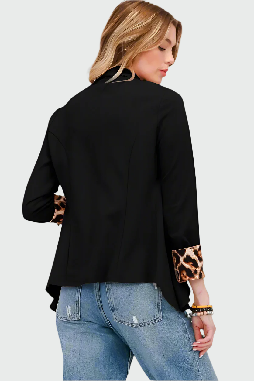 Trendy Elegante Dames Blazer met Panterprint Mouw
