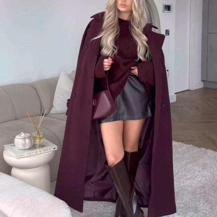 Leonie | Manteau long bordeaux élégant