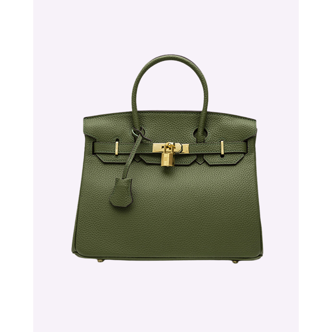 Elegant Women's Handbag with Gold-Toned Lock Detail