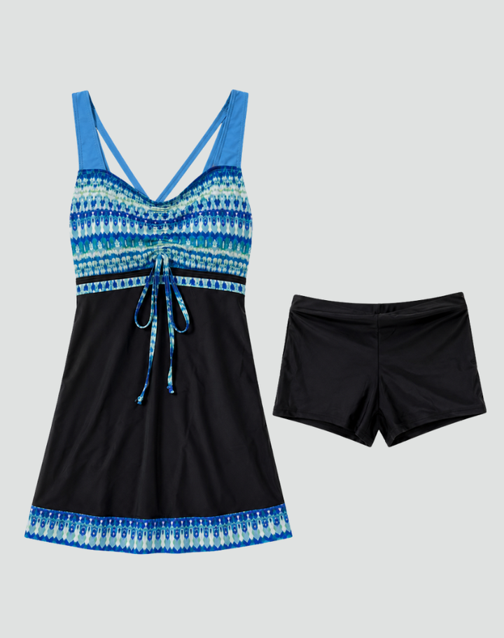Women's Summer Tankini Set With Print And Wide Straps