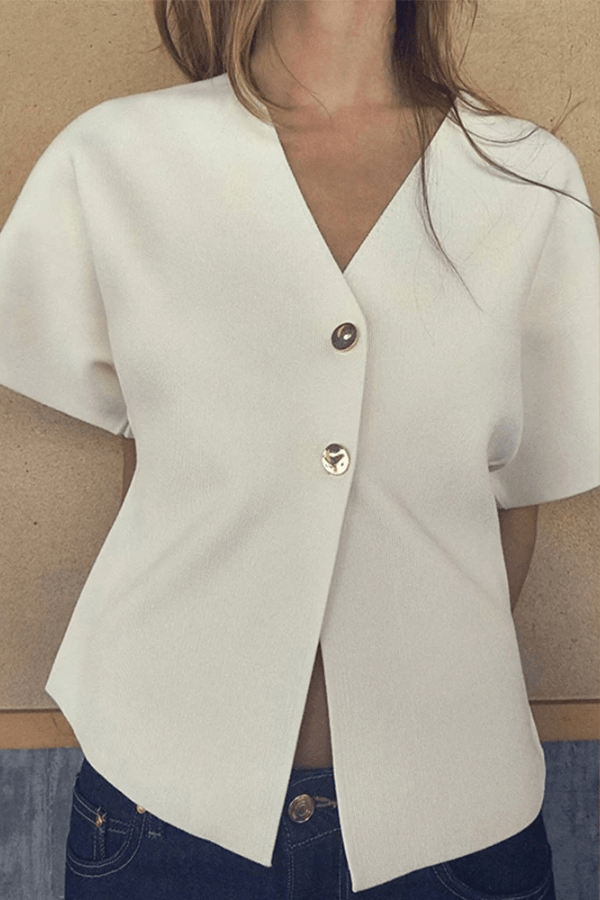 Stylish Airy Top for Women with V-Neck and Buttons